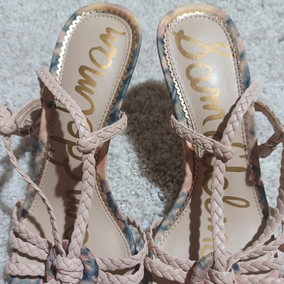 SAM EDELMAN 'Pankin' Seashell Pink Braided Strappy Slingback Heeled Sandals - Picture 12 of 12